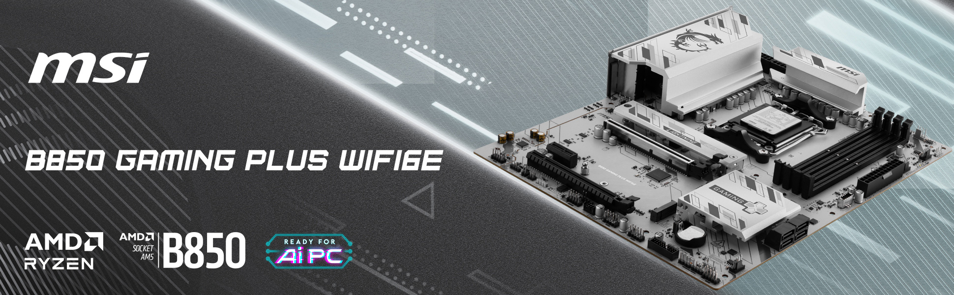 MSI B850 GAMING PLUS WIFI6E Motherboard, ATX - Supports AMD Ryzen